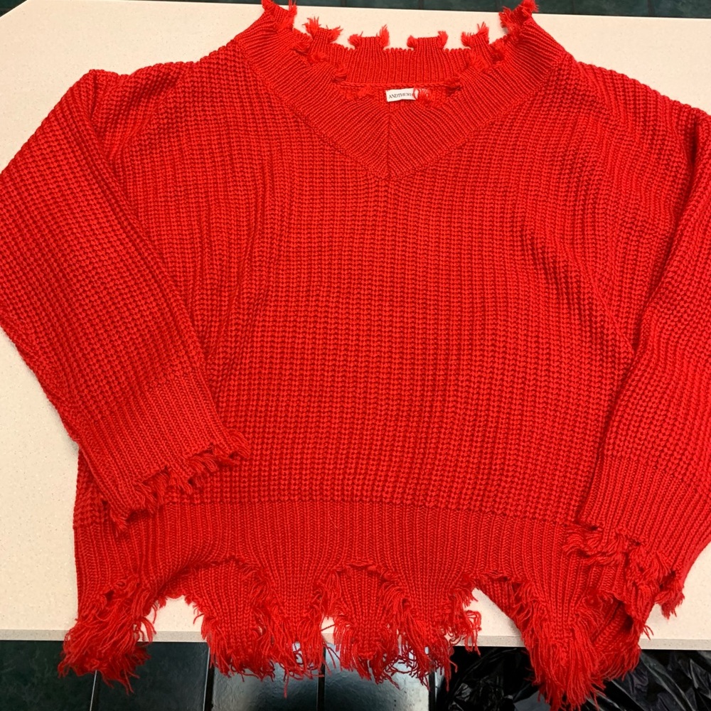 Red knit sweater